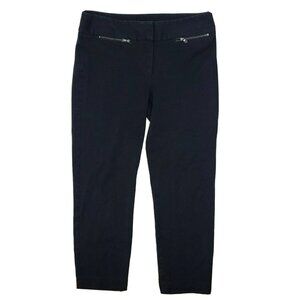 Ann Taylor Loft Pants Womens Size 6 Solid All Black Julie Cropped Zipper Pocket